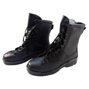 Belleville Navy Flight Deck Boots Vibram Sole Steel Toe Black Leather 9R  USA